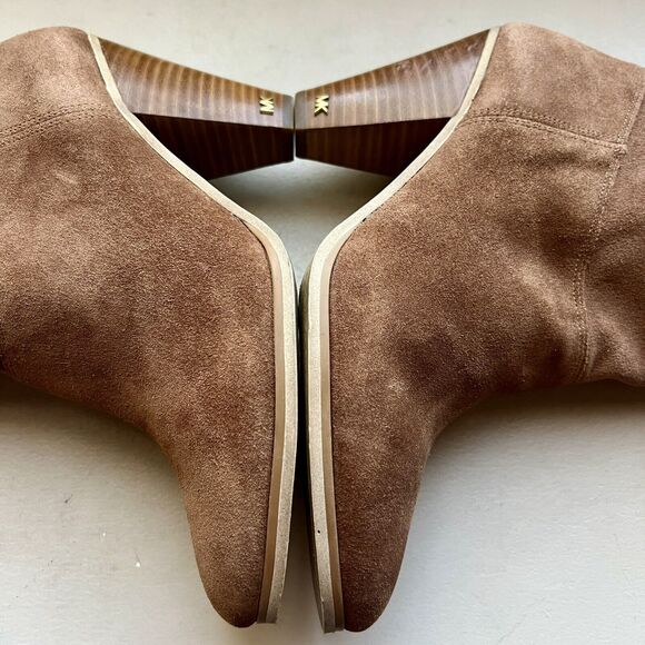 Michael Kors Cognac Brown Suede Mid Calf Pull On Western Boots Women’s 8.5 M - Picture 6 of 16